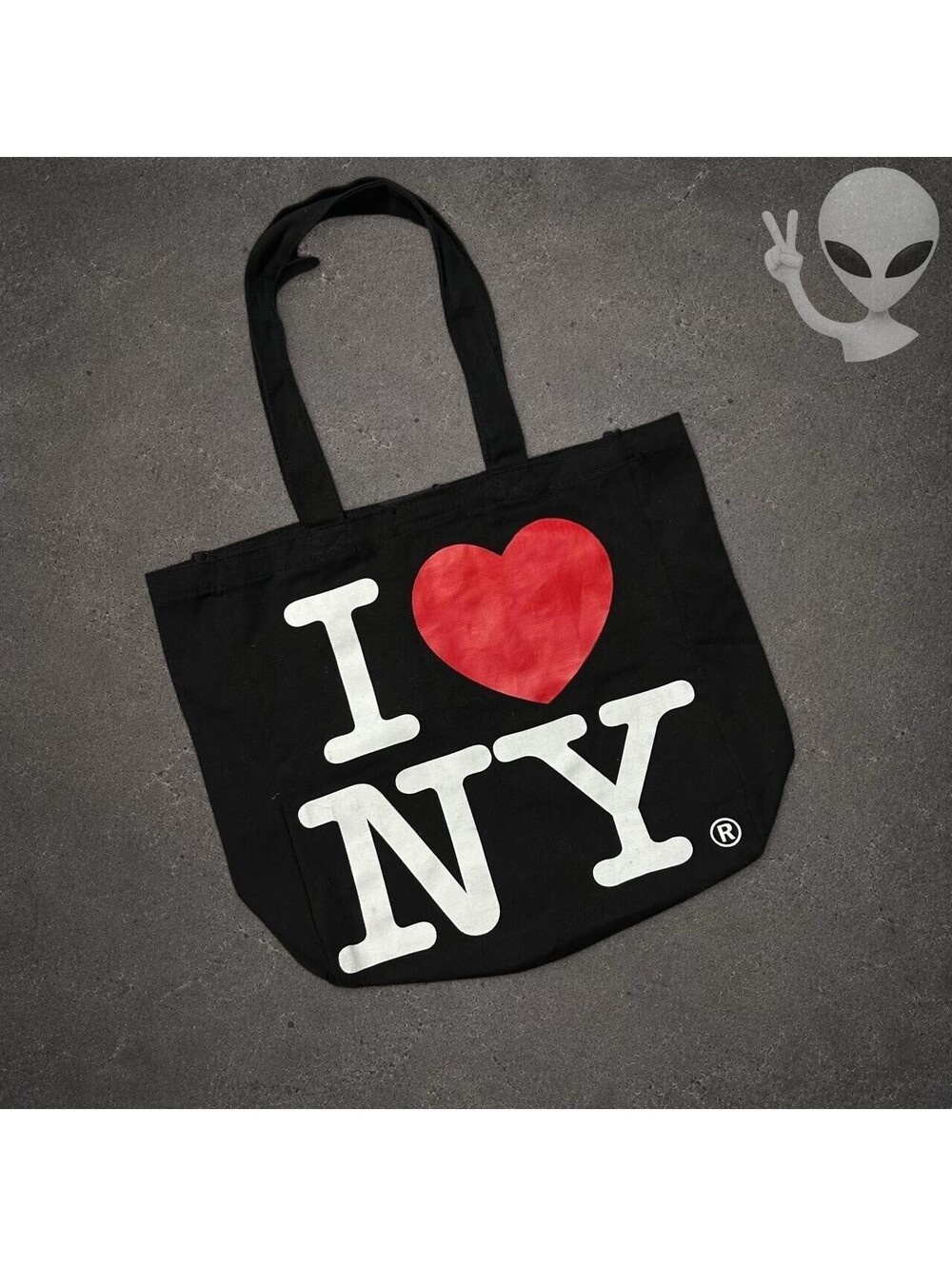 I Love NY Black Canvas Tote Bag Official New York City Souvenir Travel Gift